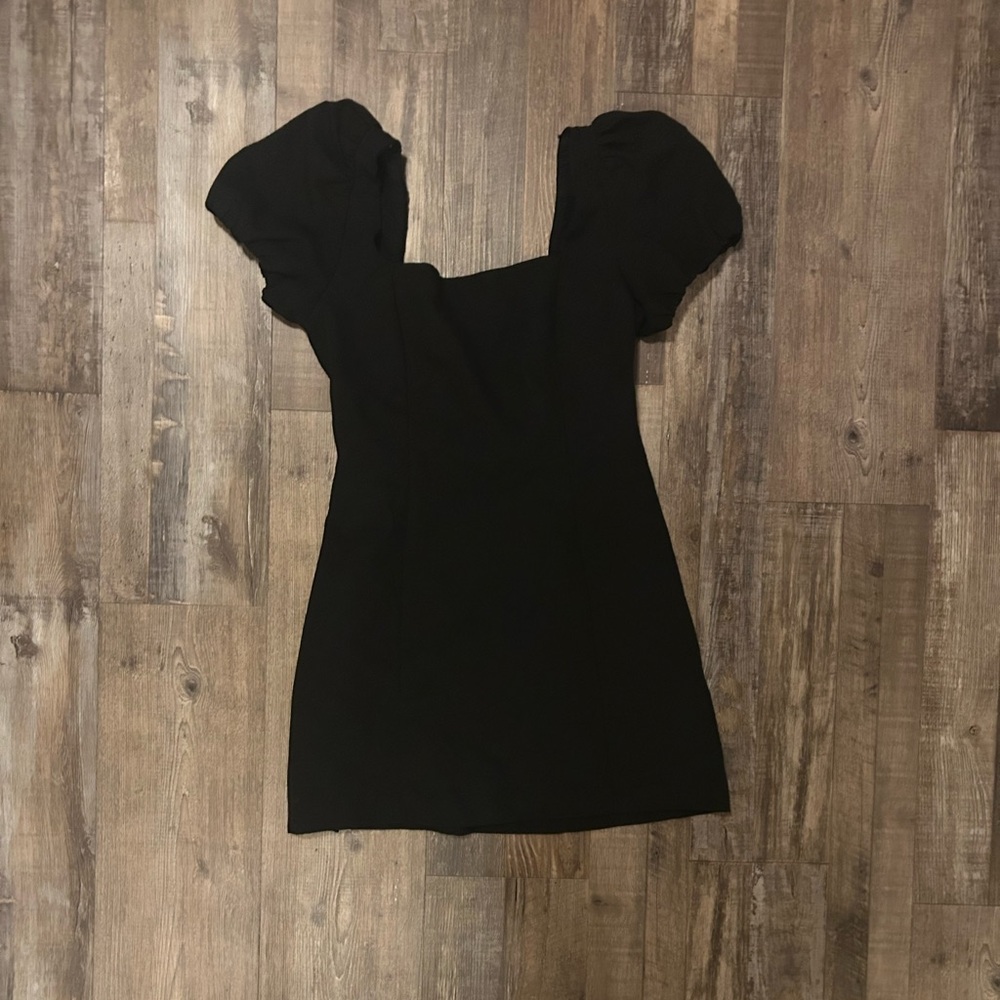 Zara Black Mini Dress with Puff Sleeves - Picture 2 of 4